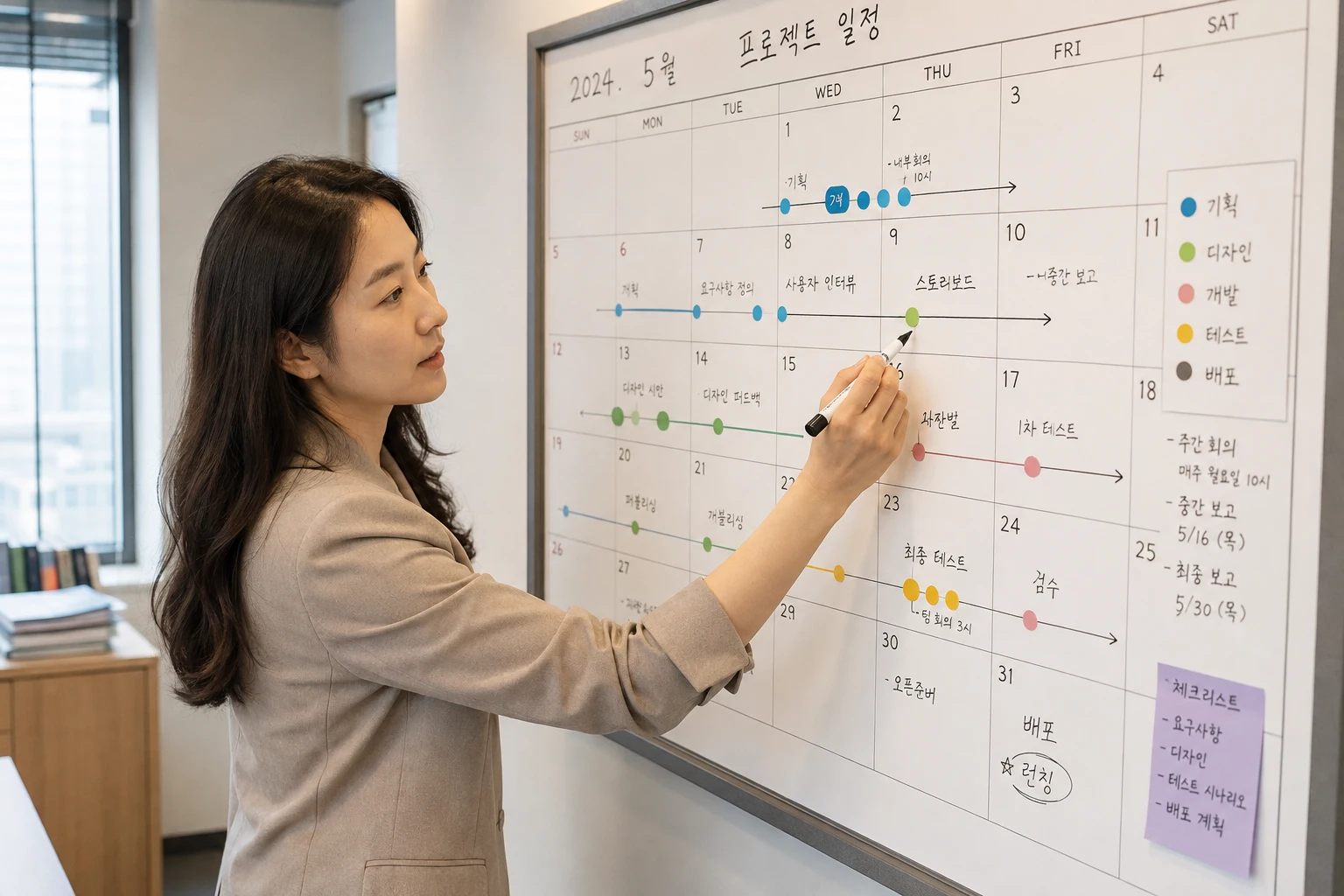 홈페이지 제작 기간 검수 항목을 점검하는 실무 장면